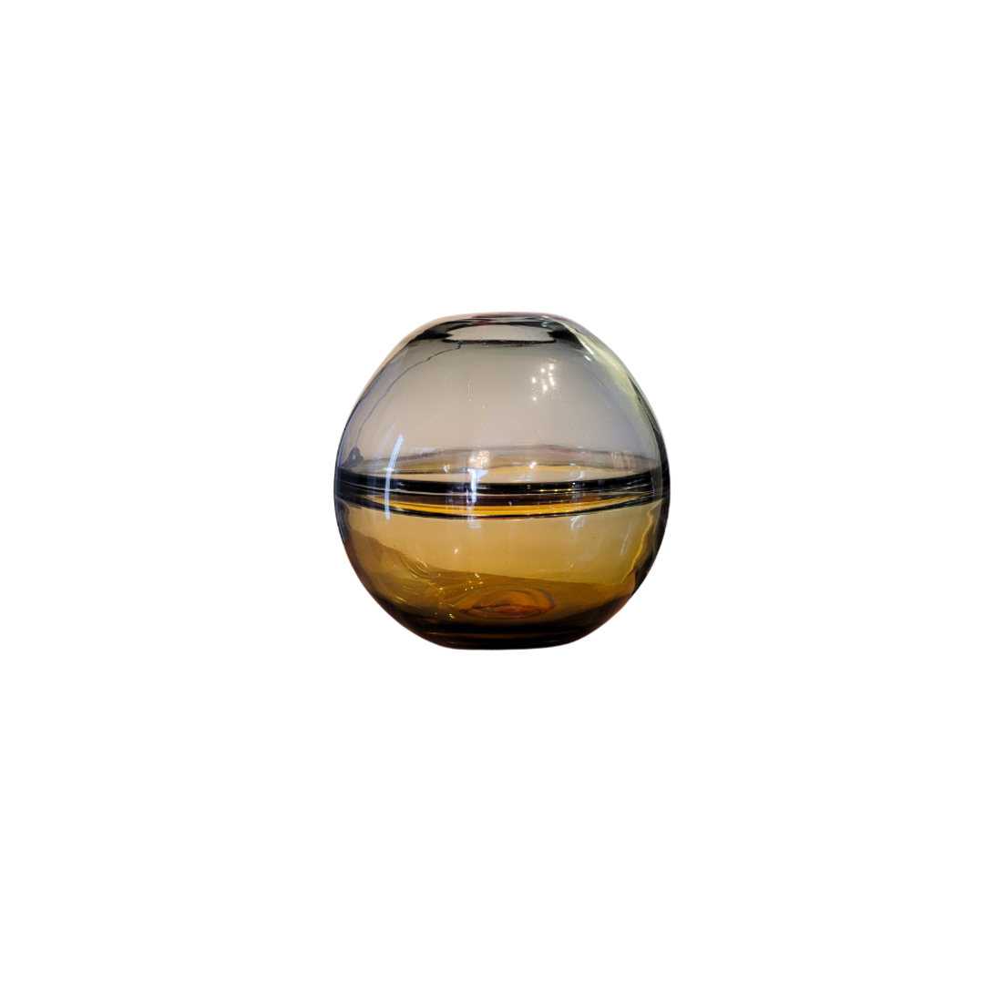 Glass Art Vase Grey & Amber 21cm image 0